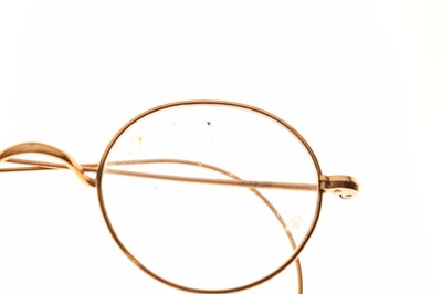 Lot 215 - Pair of yellow metal spectacles together with stick / hat pins, Victorian costume jewellery, etc