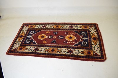 Lot 369 - Rag rug, having red, blue and cream ground