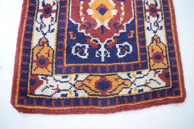Lot 369 - Rag rug, having red, blue and cream ground