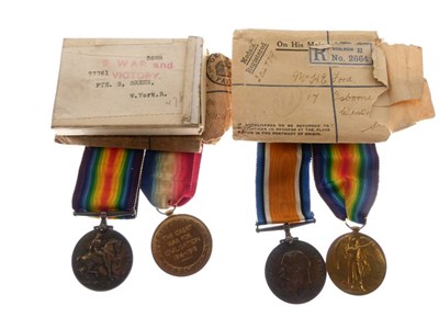 Lot 323 - Two WW1 medal pairs