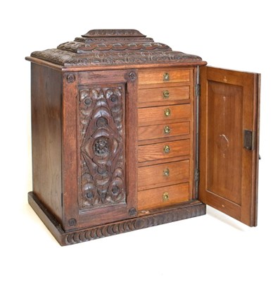 Lot 516 - Victorian carved oak specimen chest