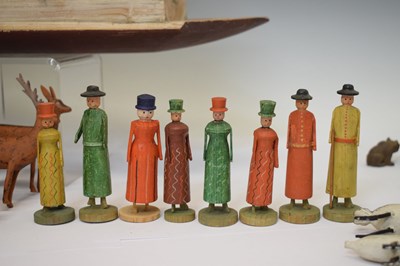 Lot 196 - Carved and painted pine Noah's Ark and contents