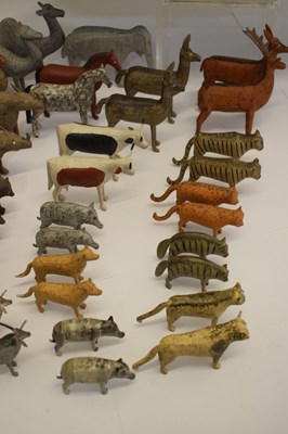 Lot 196 - Carved and painted pine Noah's Ark and contents