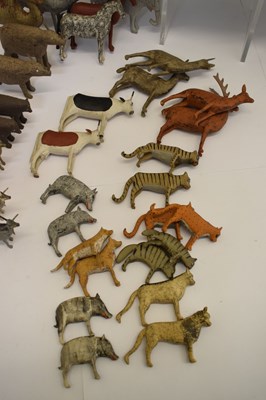 Lot 196 - Carved and painted pine Noah's Ark and contents