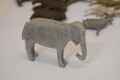 Lot 196 - Carved and painted pine Noah's Ark and contents