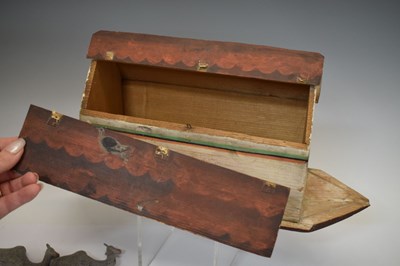 Lot 196 - Carved and painted pine Noah's Ark and contents