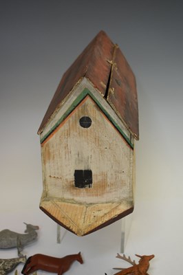 Lot 196 - Carved and painted pine Noah's Ark and contents
