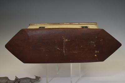 Lot 196 - Carved and painted pine Noah's Ark and contents