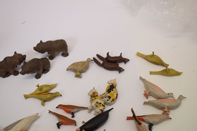 Lot 196 - Carved and painted pine Noah's Ark and contents
