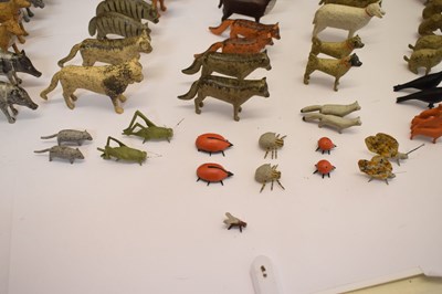 Lot 196 - Carved and painted pine Noah's Ark and contents