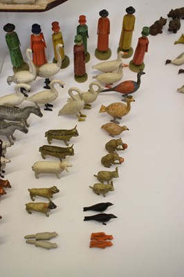 Lot 196 - Carved and painted pine Noah's Ark and contents