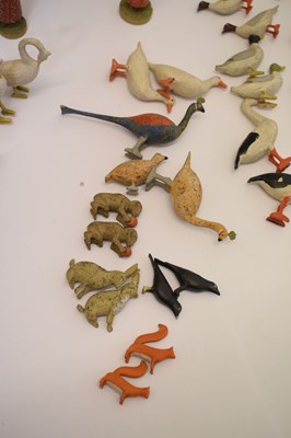 Lot 196 - Carved and painted pine Noah's Ark and contents