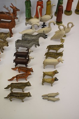 Lot 196 - Carved and painted pine Noah's Ark and contents