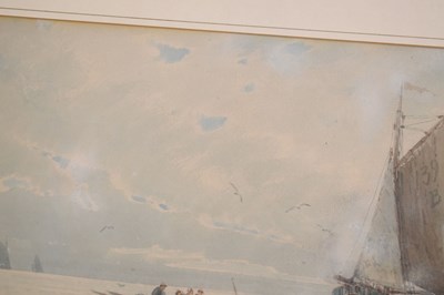 Lot 633 - John Wilton Adcock (1863-1930) - Watercolour - 'Sorting the fish, early morning'