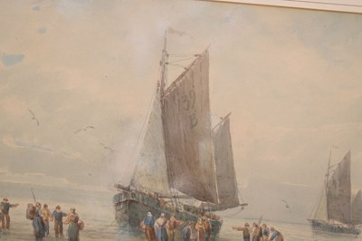 Lot 633 - John Wilton Adcock (1863-1930) - Watercolour - 'Sorting the fish, early morning'