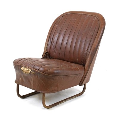 Lot 549 - Motoring Interest - Morris car seat, in faux brown leather, 51cms wide x 64cms high