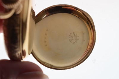 Lot 78 - American Waltham 14K yellow metal cased full hunter pocket watch