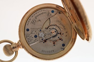 Lot 78 - American Waltham 14K yellow metal cased full hunter pocket watch