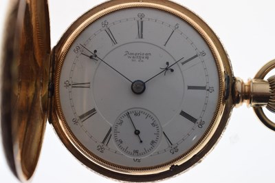 Lot 78 - American Waltham 14K yellow metal cased full hunter pocket watch