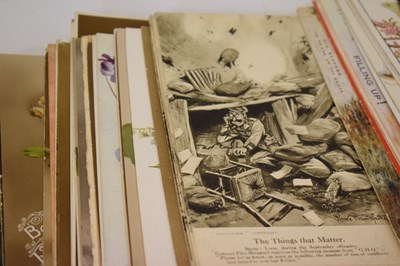 Lot 390 - Early 20th century and later postcards to include Titanic, a small quantity of coinage