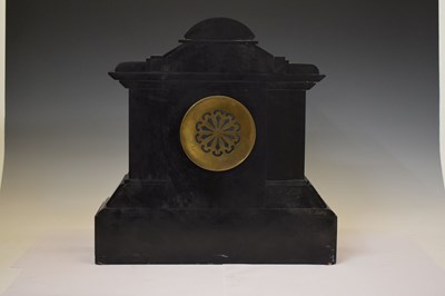 Lot 662 - Large French black marble 'temple' mantel clock