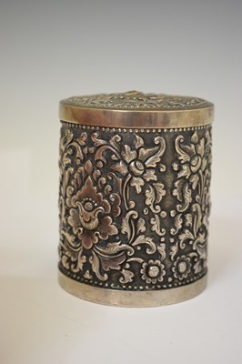 Lot 325 - 19th century Indian silver lidded pot, together with an Indonesian betel box