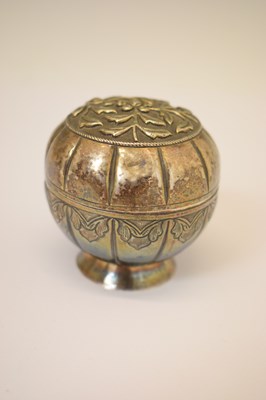 Lot 325 - 19th century Indian silver lidded pot, together with an Indonesian betel box