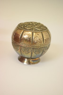 Lot 325 - 19th century Indian silver lidded pot, together with an Indonesian betel box
