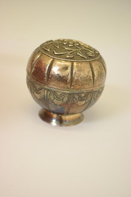 Lot 325 - 19th century Indian silver lidded pot, together with an Indonesian betel box