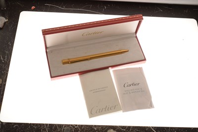 Lot 50 - Vintage Cartier 'Must II' 18kt gold plated ballpoint pen in original Cartier box with paperwork