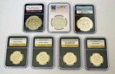 Lot 235 - 1oz silver 1.50 euro coin; Charles III Beowulf 1oz silver coin, 2024, etc