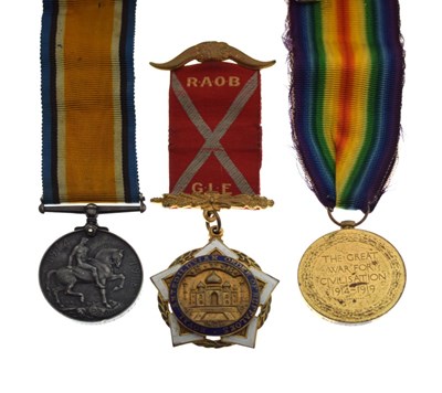 Lot 267 - First World War medal pair & Masonic medallion