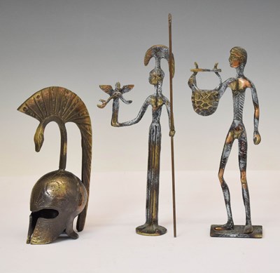 Lot 256 - Two cast metal Grecian figures of Apollo and Minerva