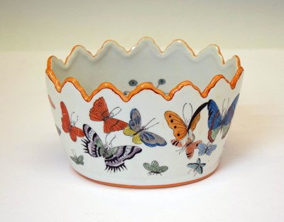 Lot 421 - Modern Chinese porcelain oval bowl decorated with butterflies and fish
