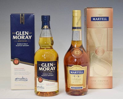 Lot 446 - Glen Moray single malt scotch whisky, and Martell V.S, Fine Cognac