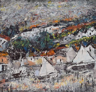 Lot Barrington Tabb (British, 1934-2022) - Mixed media - 'Baltic Wharf Sailing Boats, Bristol'