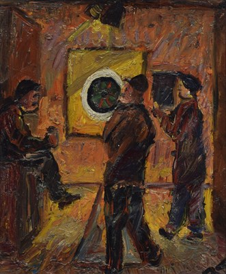 Lot Barrington Tabb (British, 1934-2022) - Oil on board - Darts players