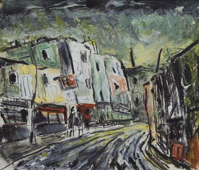 Lot Barrington Tabb (British, 1934-2022) - Mixed media - 'Decaying buildings Denmark street Bristol'