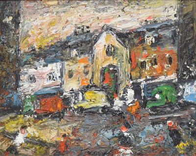 Lot Barrington Tabb (British, 1934-2022) - Oil on board - 'The Old Market, Bath'