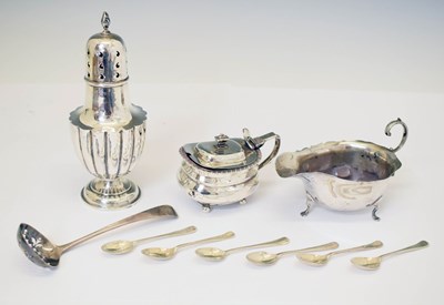 Lot 178 - Mixed group of silver to include a George IV silver mustard pot, etc