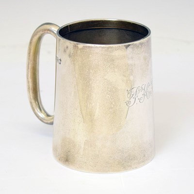 Lot 193 - George V silver mug of plain tapered form