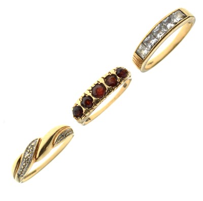 Lot 45 - Three 9ct gold dress rings