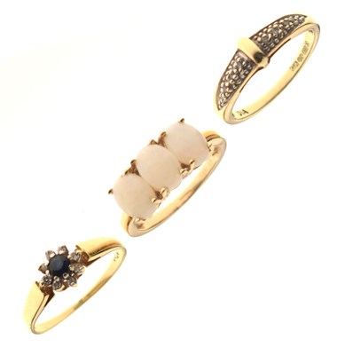 Lot 46 - Three 9ct gold dress rings