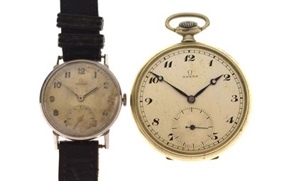 Lot 144 - Omega - Second World War era open-face pocket watch, circa 1944