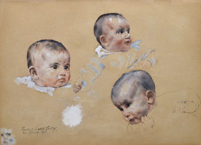 Lot Erich Wolfsfeld, ARE (German, 1885-1956) - Watercolour - Studies of Jill as a baby