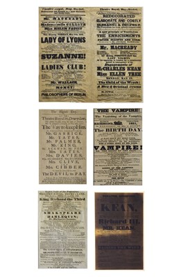 Lot Group of five 18th to mid 19th century Theatre bills plus Regency print (6)