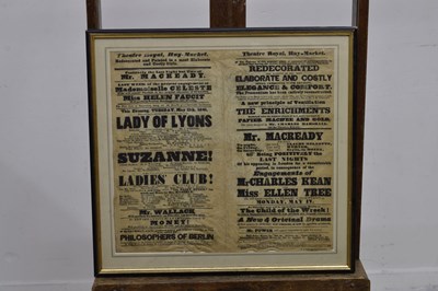 Lot Group of five 18th to mid 19th century Theatre bills plus Regency print (6)