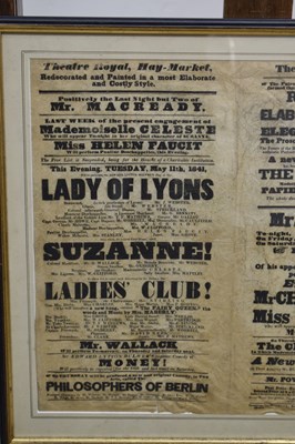 Lot Group of five 18th to mid 19th century Theatre bills plus Regency print (6)