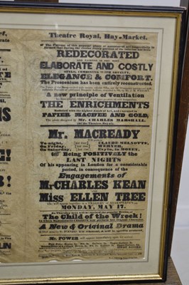 Lot Group of five 18th to mid 19th century Theatre bills plus Regency print (6)