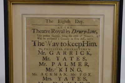 Lot Group of five 18th to mid 19th century Theatre bills plus Regency print (6)